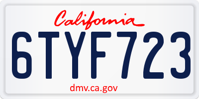 CA license plate 6TYF723