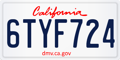 CA license plate 6TYF724