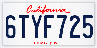 CA license plate 6TYF725