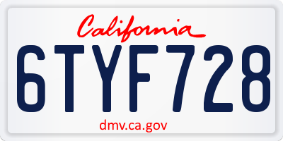 CA license plate 6TYF728