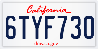 CA license plate 6TYF730