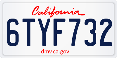 CA license plate 6TYF732
