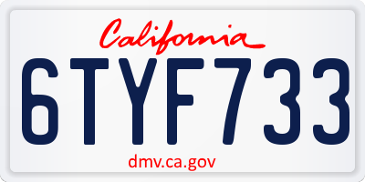 CA license plate 6TYF733