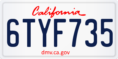CA license plate 6TYF735
