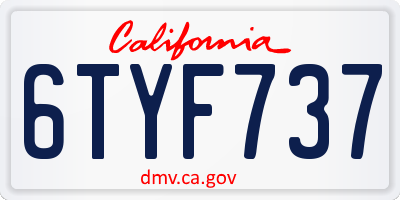 CA license plate 6TYF737