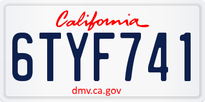 CA license plate 6TYF741