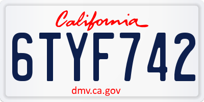 CA license plate 6TYF742