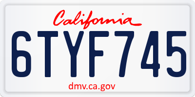 CA license plate 6TYF745