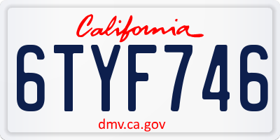 CA license plate 6TYF746