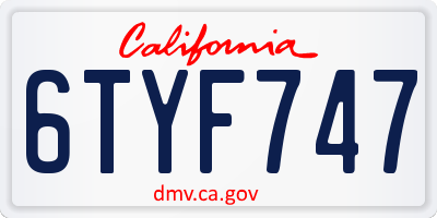CA license plate 6TYF747
