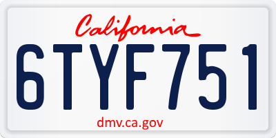 CA license plate 6TYF751