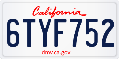 CA license plate 6TYF752