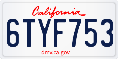 CA license plate 6TYF753