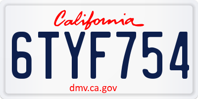 CA license plate 6TYF754