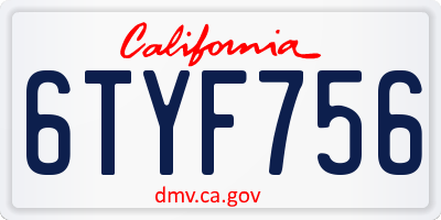 CA license plate 6TYF756