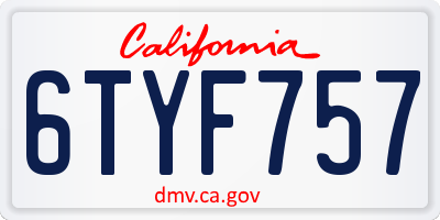 CA license plate 6TYF757