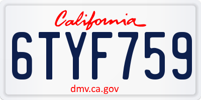 CA license plate 6TYF759