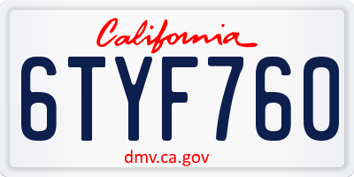 CA license plate 6TYF760