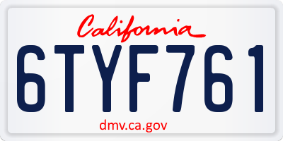 CA license plate 6TYF761