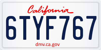 CA license plate 6TYF767