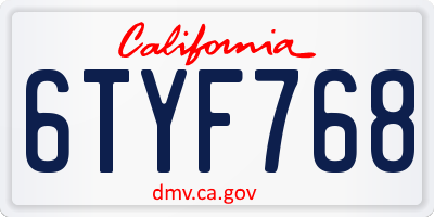 CA license plate 6TYF768