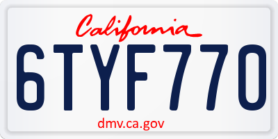 CA license plate 6TYF770