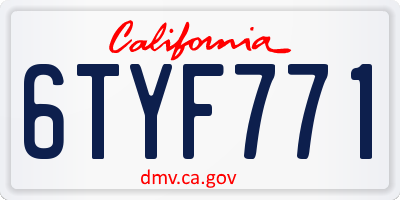 CA license plate 6TYF771