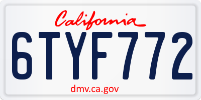CA license plate 6TYF772