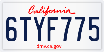 CA license plate 6TYF775
