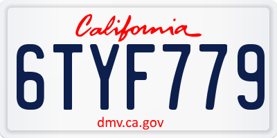 CA license plate 6TYF779