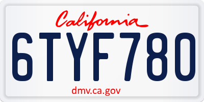 CA license plate 6TYF780