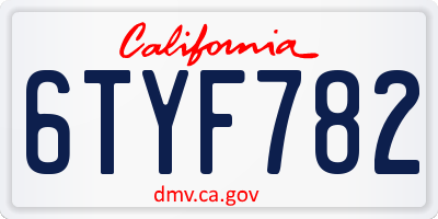 CA license plate 6TYF782
