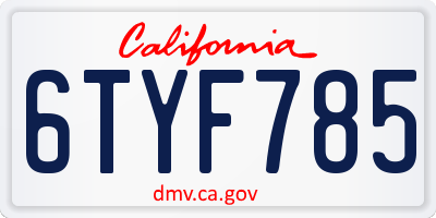 CA license plate 6TYF785