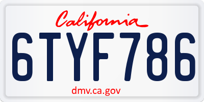CA license plate 6TYF786
