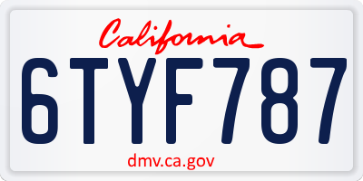 CA license plate 6TYF787