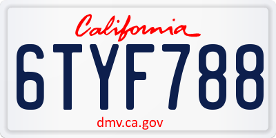 CA license plate 6TYF788
