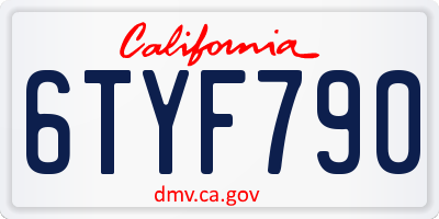 CA license plate 6TYF790