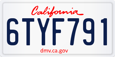 CA license plate 6TYF791