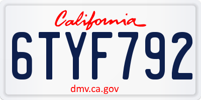 CA license plate 6TYF792