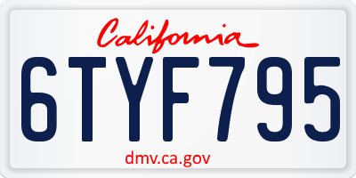 CA license plate 6TYF795