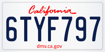 CA license plate 6TYF797