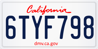CA license plate 6TYF798