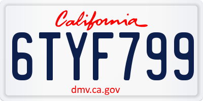 CA license plate 6TYF799
