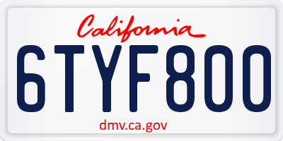 CA license plate 6TYF800