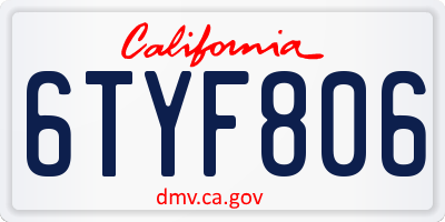 CA license plate 6TYF806
