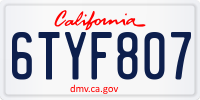 CA license plate 6TYF807
