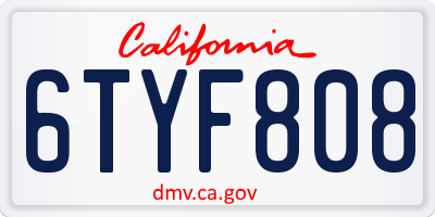 CA license plate 6TYF808