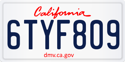 CA license plate 6TYF809