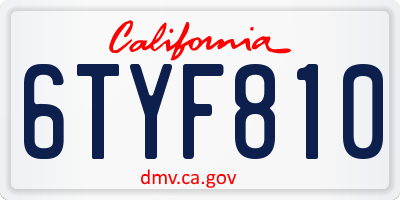 CA license plate 6TYF810