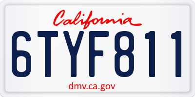 CA license plate 6TYF811